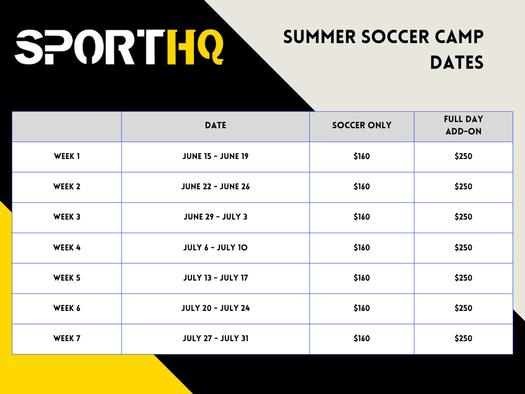 Summer Soccer Camp 2026 Calendar